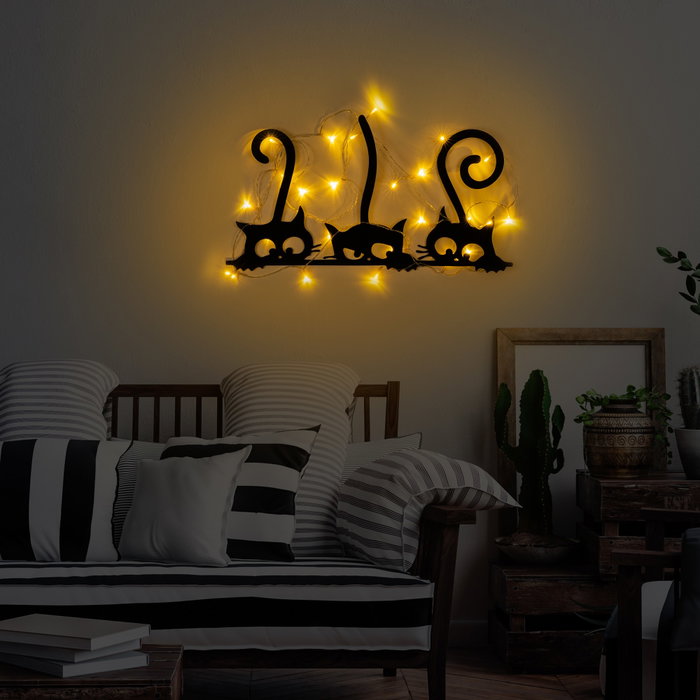 Wallity Cats 967 Escultura de pared de metal negra